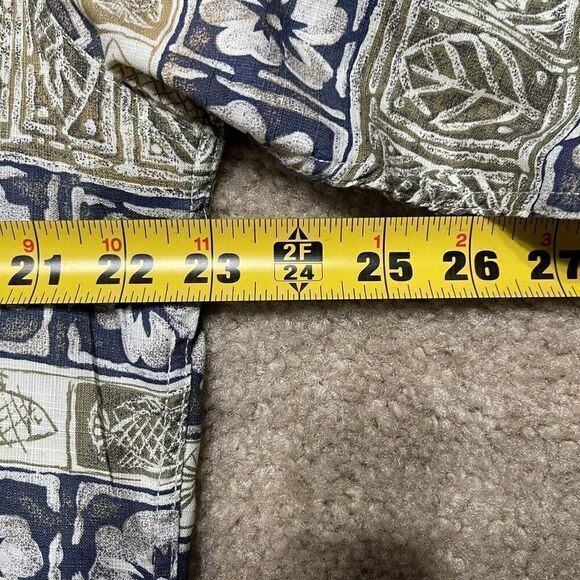 Woolrich Shirt Adult Extra Medium Green Blue Floral Hawaiian Short Sleeve Mens - Picture 9 of 9